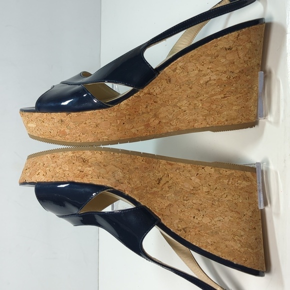 L.K. Bennett Adelia swingback cork wedge platform shoes women size 9.5 EU 40 - Picture 6 of 16